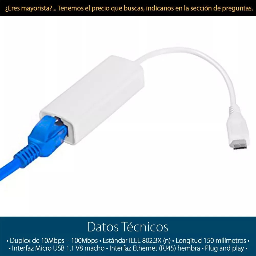 ADAPTADOR ETHERNET A MICRO USB