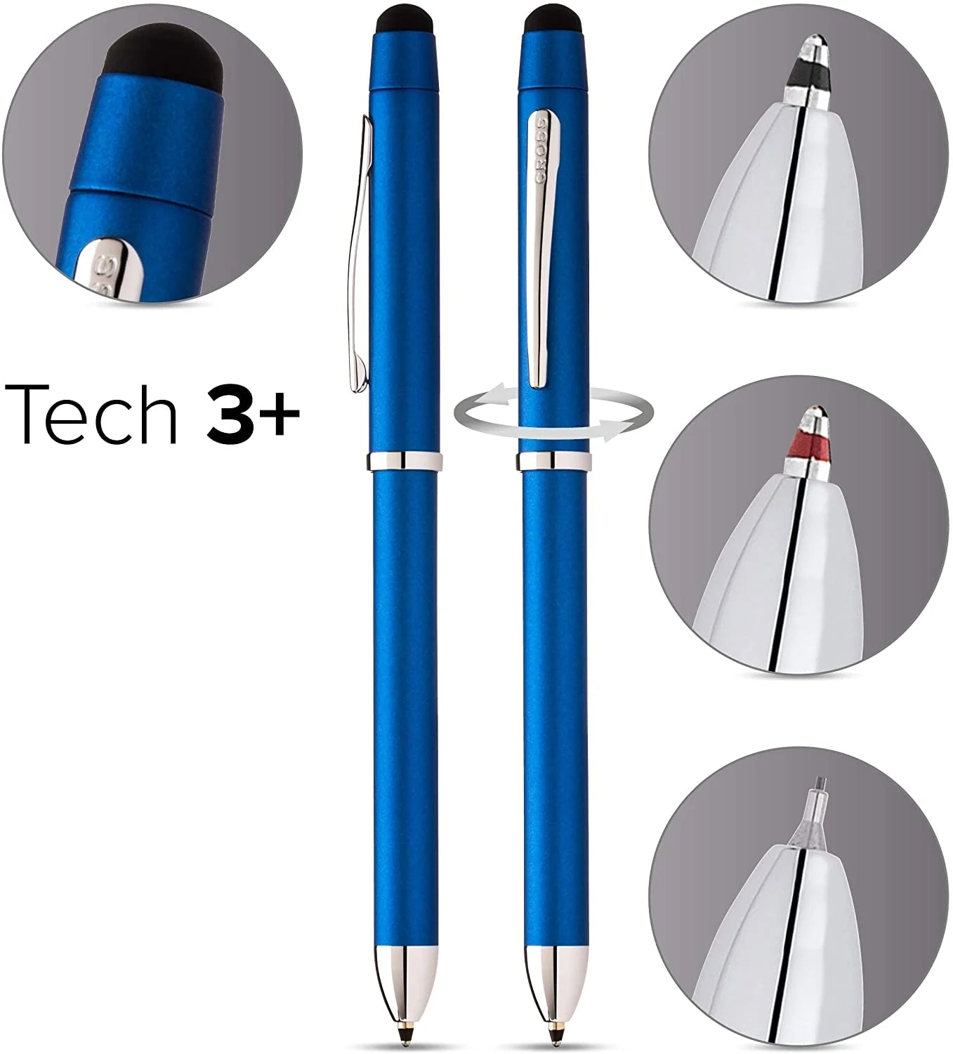 BOLÍGRAFO TECH3+ STYLUS AZUL CROMADO