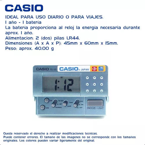RELOJ DESPERTADOR CASIO PQ-10