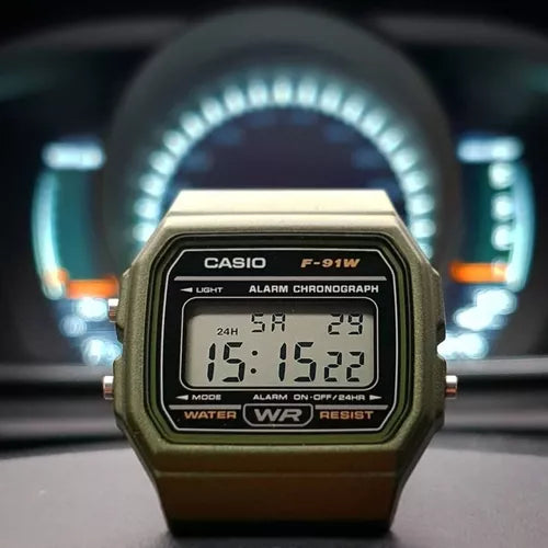 RELOJ CASIO RESINA VERDE/ NEGRO F-91