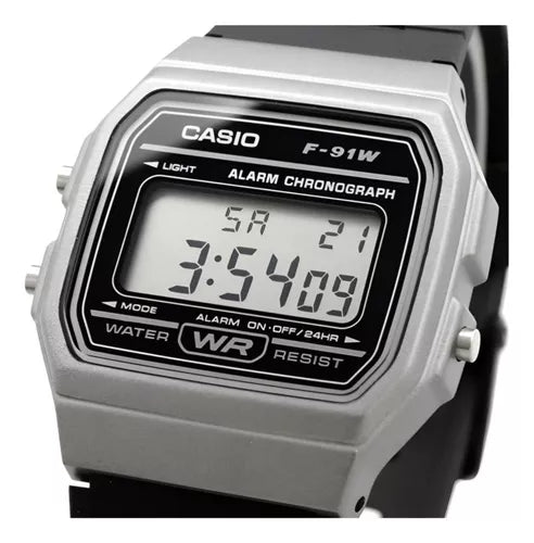RELOJ CASIO RESINA PLATEADO/ NEGRO 9A