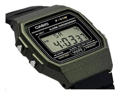 RELOJ CASIO RESINA VERDE/ NEGRO F-91