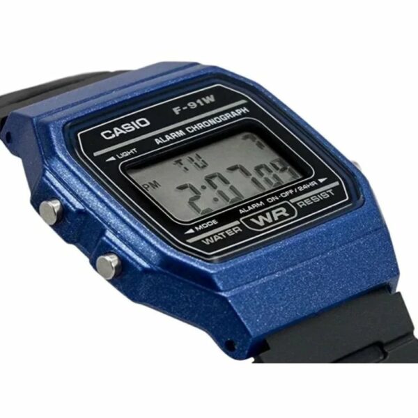 RELOJ CASIO RESINA AZUL/ NEGRO F-91