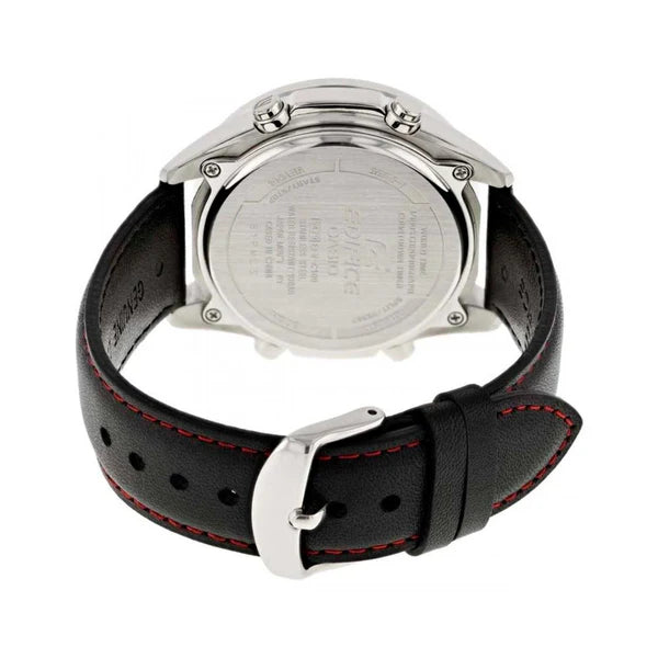 RELOJ CASIO EDIFICE CUERO NEGRO/ROJO