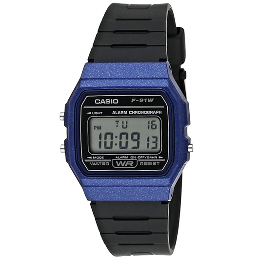 RELOJ CASIO RESINA AZUL/ NEGRO F-91