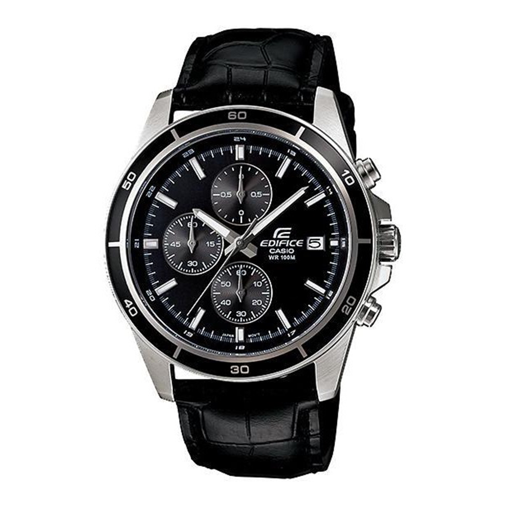 RELOJ CASIO EDIFICE CUERO NEGRO/ CROMADO