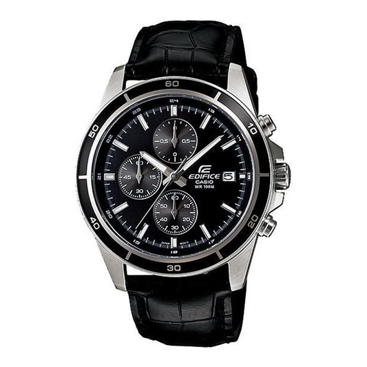 RELOJ CASIO EDIFICE CUERO NEGRO/ CROMADO