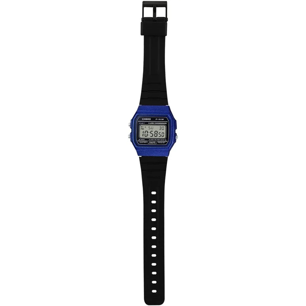RELOJ CASIO RESINA AZUL/ NEGRO F-91