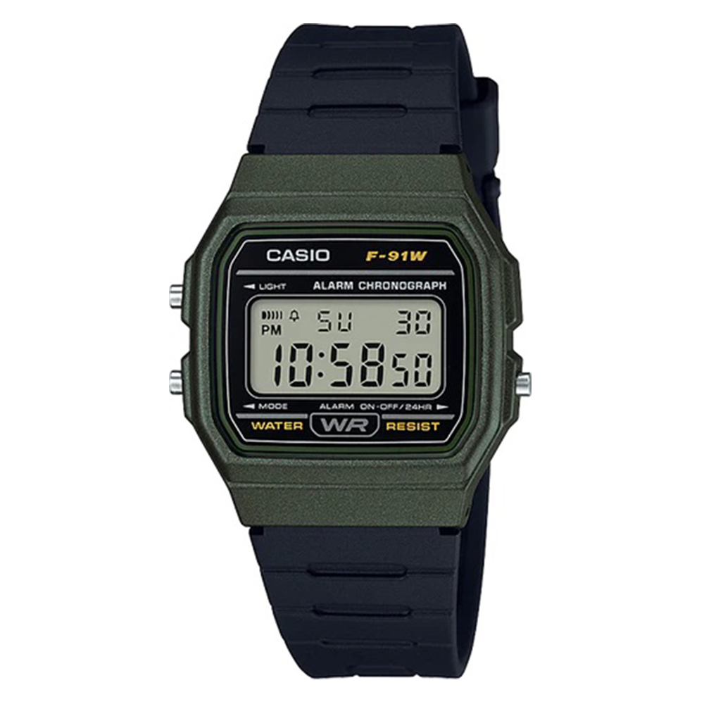 RELOJ CASIO RESINA VERDE/ NEGRO F-91