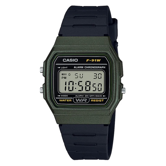 RELOJ CASIO RESINA VERDE/ NEGRO F-91